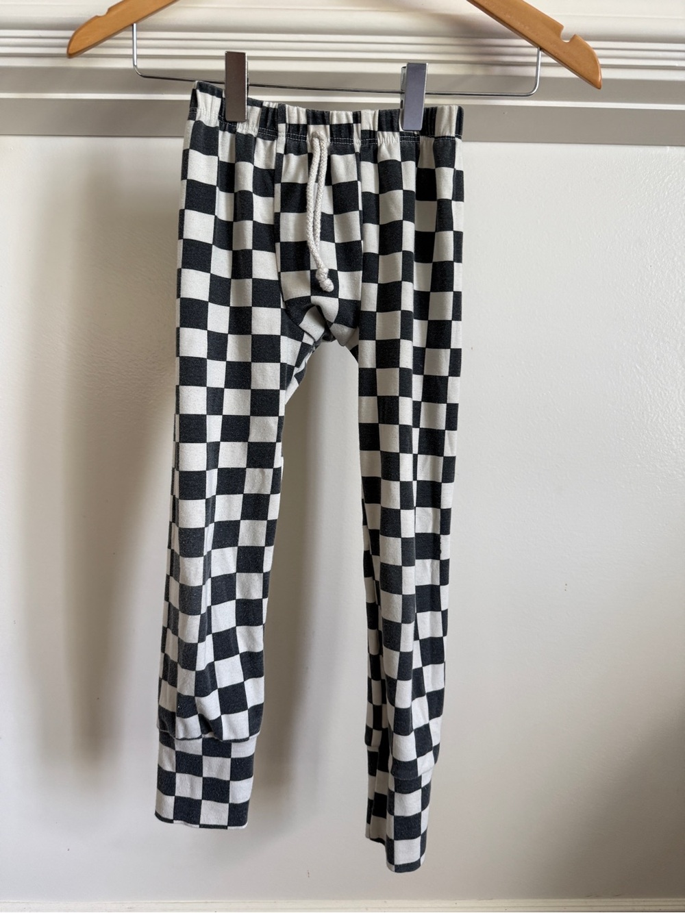 Kids Black & White Checker Jogger Sweatpants